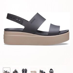 CROCS Women's Black and Tan Elevated Sandals